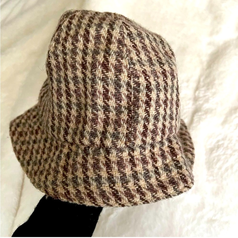 100% Virgin Wool Vintage Brown Tweed Bucket Hat